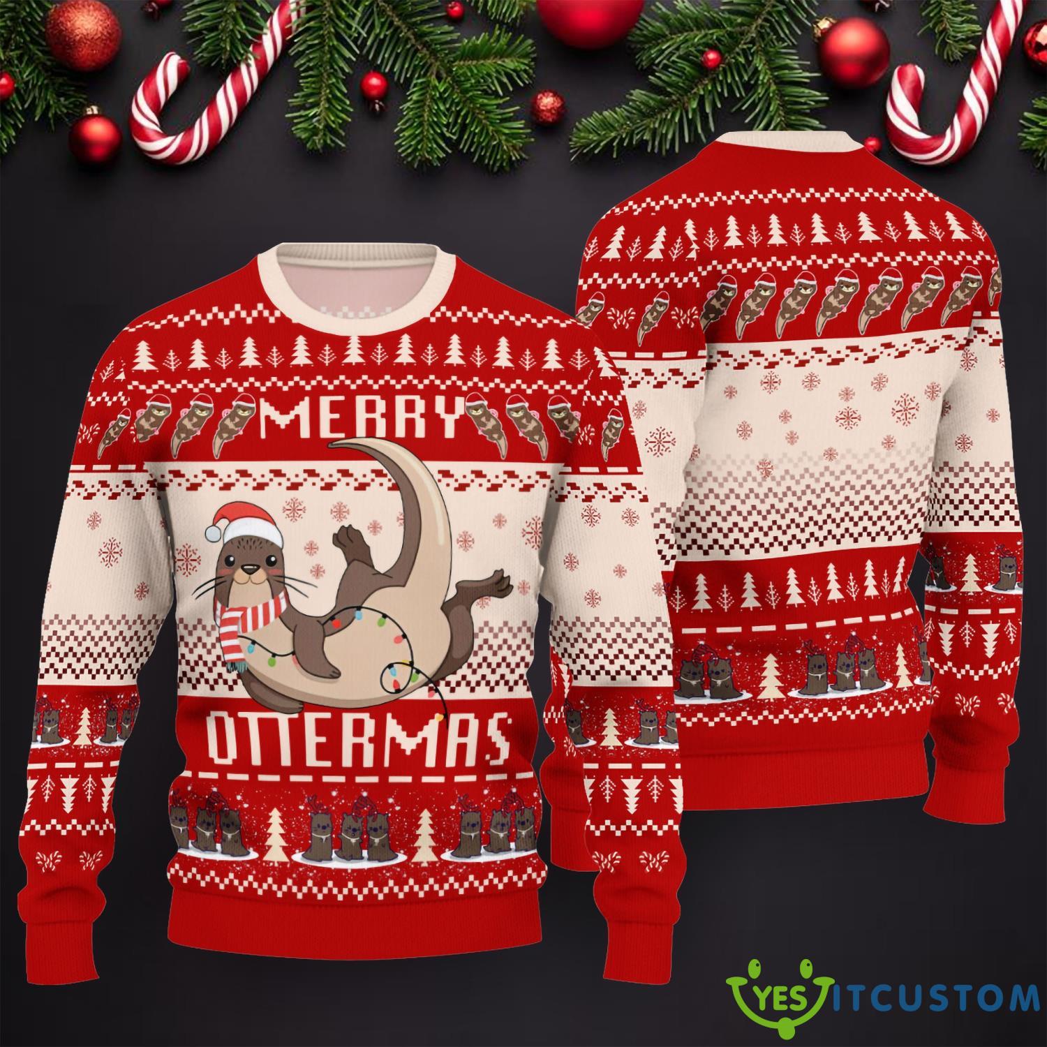 Cute Otter Ugly Christmas Sweater Funny Christmas Gift 3 Cute Otter Ugly Christmas Sweater Funny Christmas Gift Product Photo 1