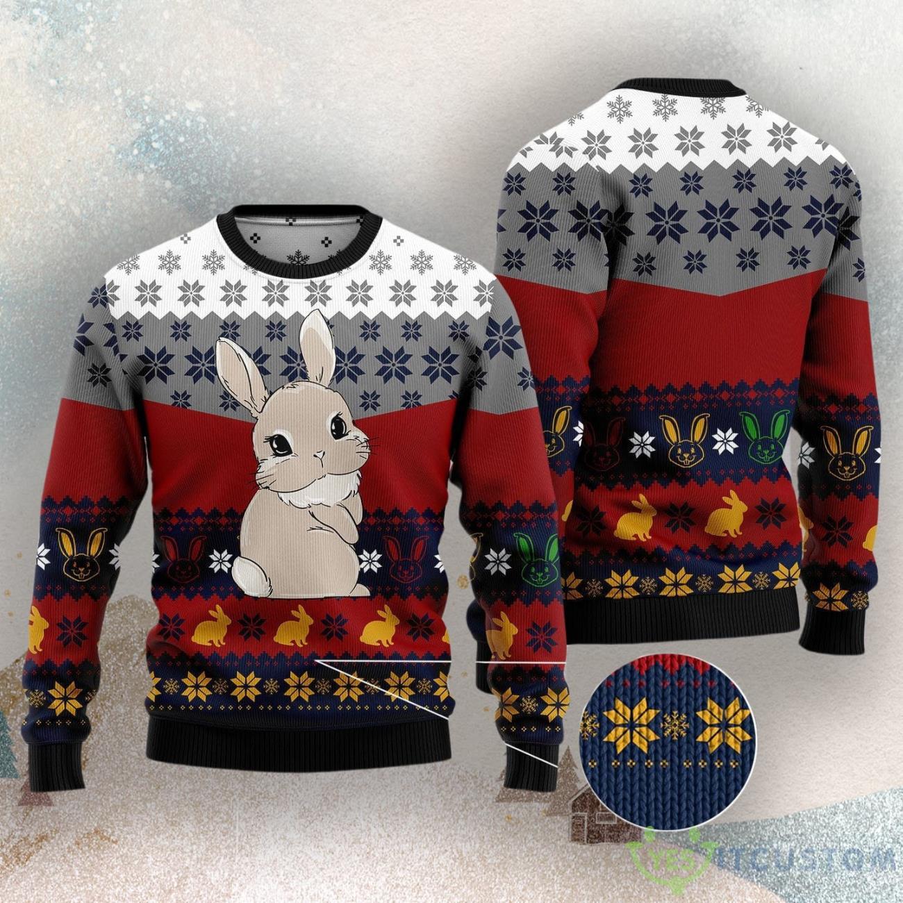 Cute Rabbit Ugly Christmas Sweater 3 Cute Rabbit Ugly Christmas Sweater Product Photo 3