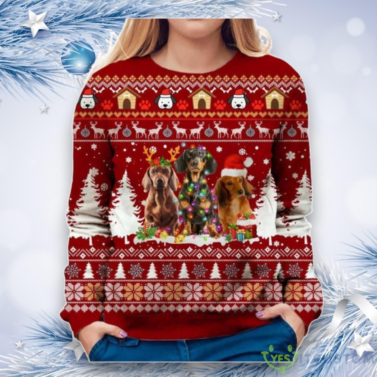 Dachshund Dog Ugly Christmas Sweater For Christmas Day 3 Dachshund Dog Ugly Christmas Sweater For Christmas Day Product Photo 1