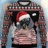 Dachshund Print With Santa Hat Casual Crewneck Christmas Ugly Sweater Product Photo 1