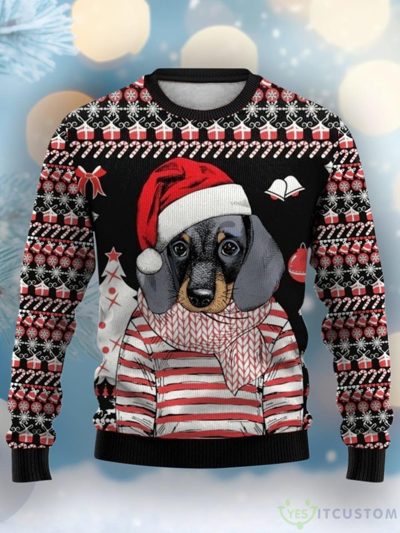 Dachshund Print With Santa Hat Casual Crewneck Christmas Ugly Sweater 5 Dachshund Print With Santa Hat Casual Crewneck Christmas Ugly Sweater Product Photo 1
