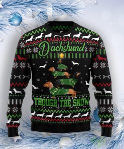Dachshund Through Snow Christmas Ugly Christmas Sweater Product Photo 1