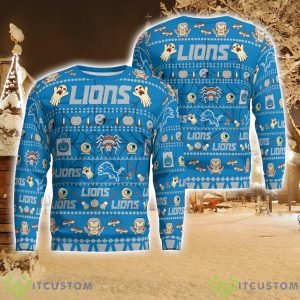 Detroit Lions Pumpkin Halloween Spooky Ghost Pattern Funny 3D Sweater Men And Women Gift Product Photo 1