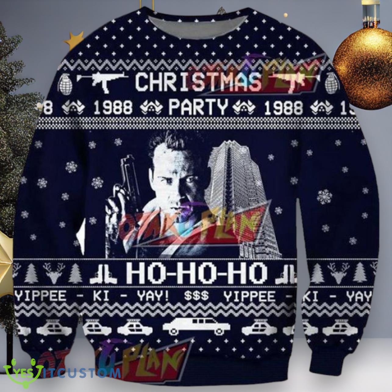 Die Hard Knitting Christmas Ugly Sweater 3 Die Hard Knitting Christmas Ugly Sweater Product Photo 1