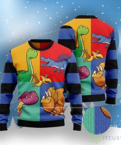Dinosaur Color Ugly Christmas Sweater 5 Dinosaur Color Ugly Christmas Sweater Product Photo 3