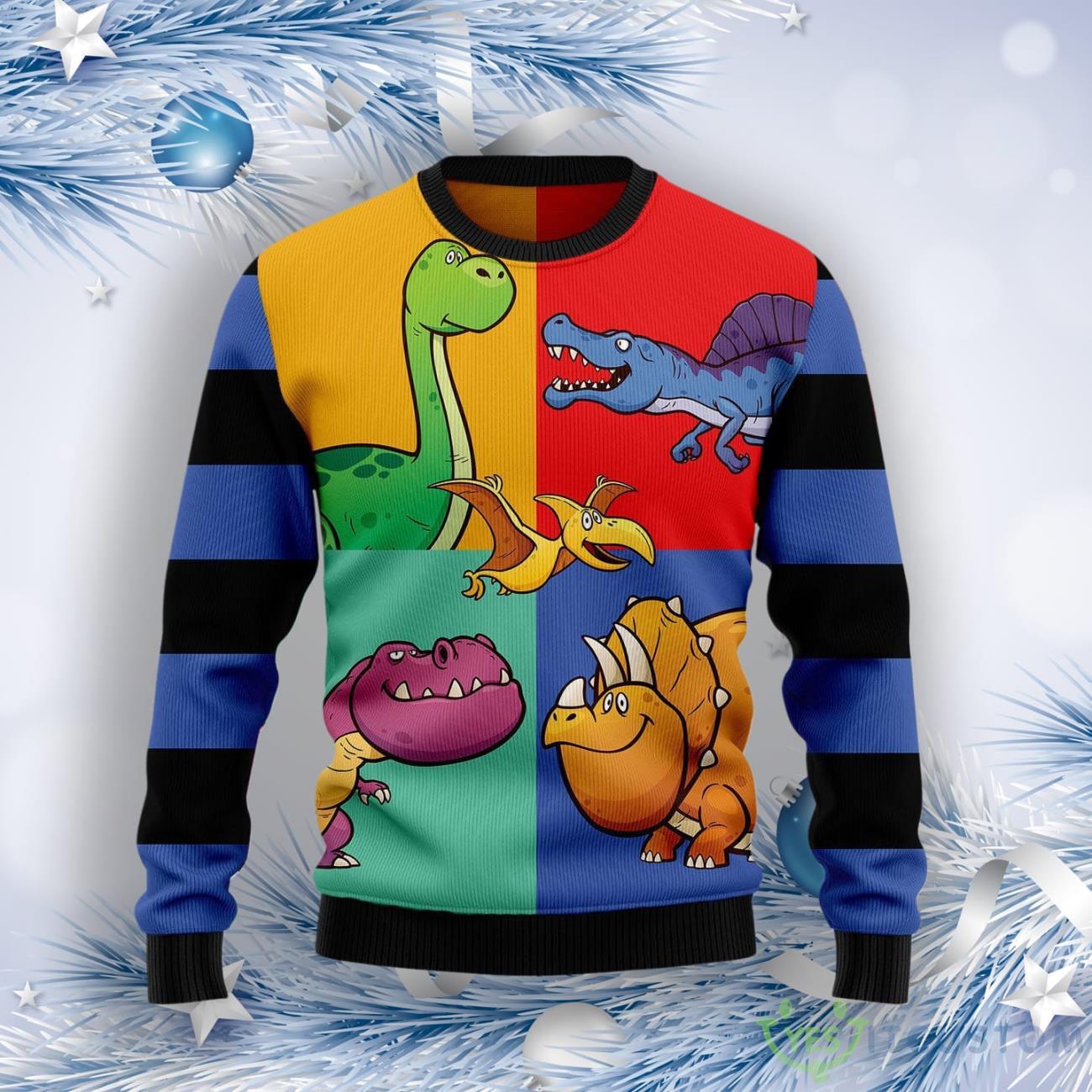 Dinosaur Color Ugly Christmas Sweater 7 Dinosaur Color Ugly Christmas Sweater Product Photo 1