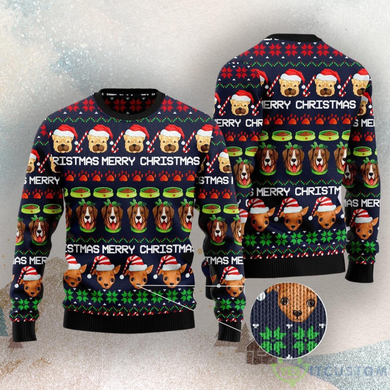 Dog Cute Face Ugly Christmas Sweater 3 Dog Cute Face Ugly Christmas Sweater Product Photo 3
