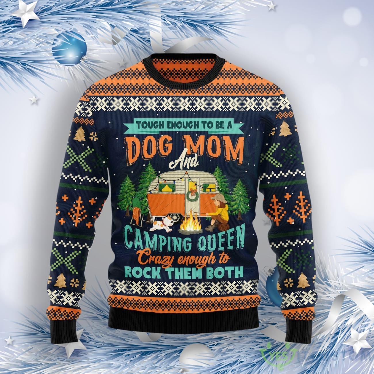 Dog Mom Camping Ugly Christmas Sweater 7 Dog Mom Camping Ugly Christmas Sweater Product Photo 1