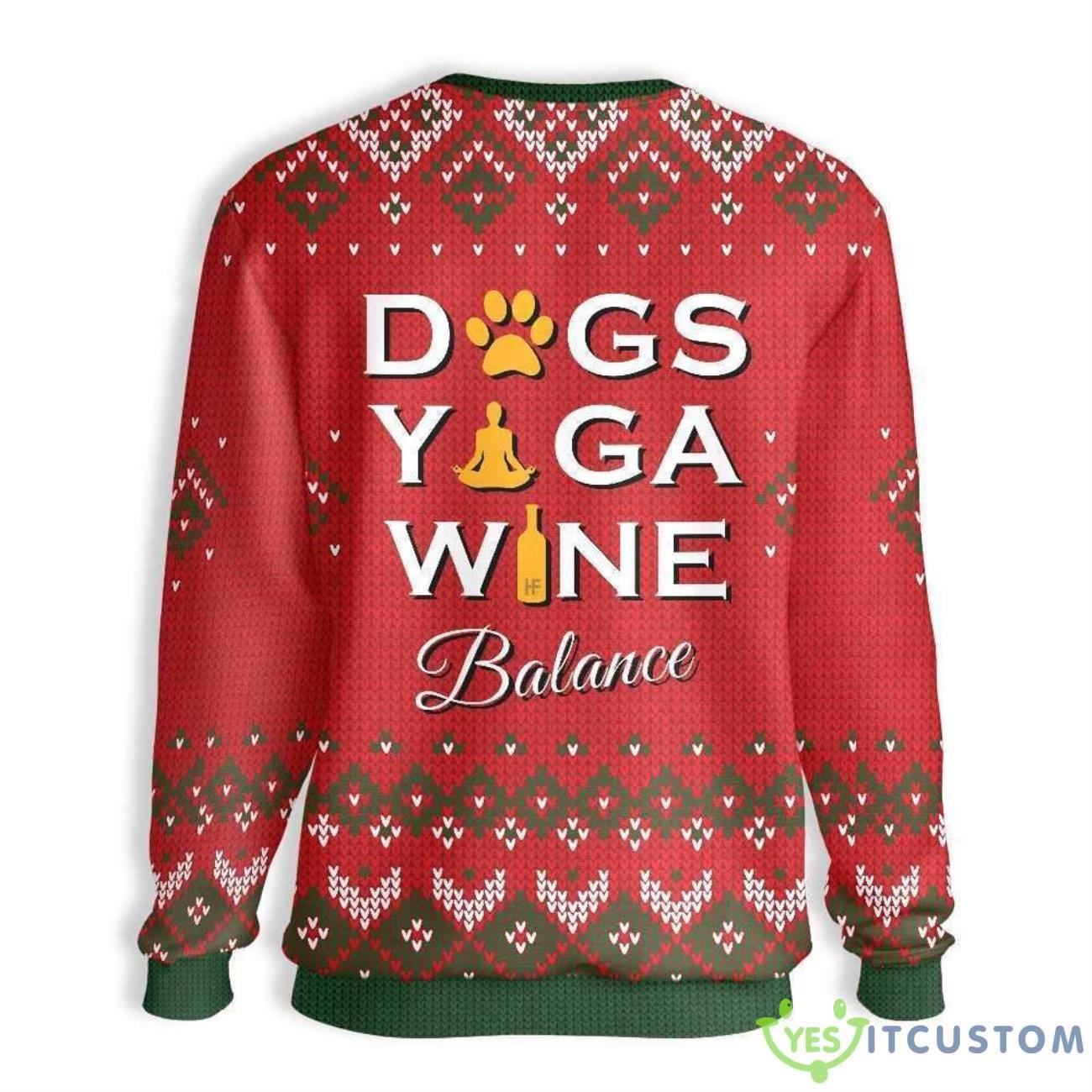 Dogs Yoga Wine Ugly Christmas Sweater For Everyone 6 Dogs Yoga Wine Ugly Christmas Sweater For Everyone Product Photo 2
