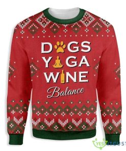 Dogs Yoga Wine Ugly Christmas Sweater For Everyone Product Photo 1