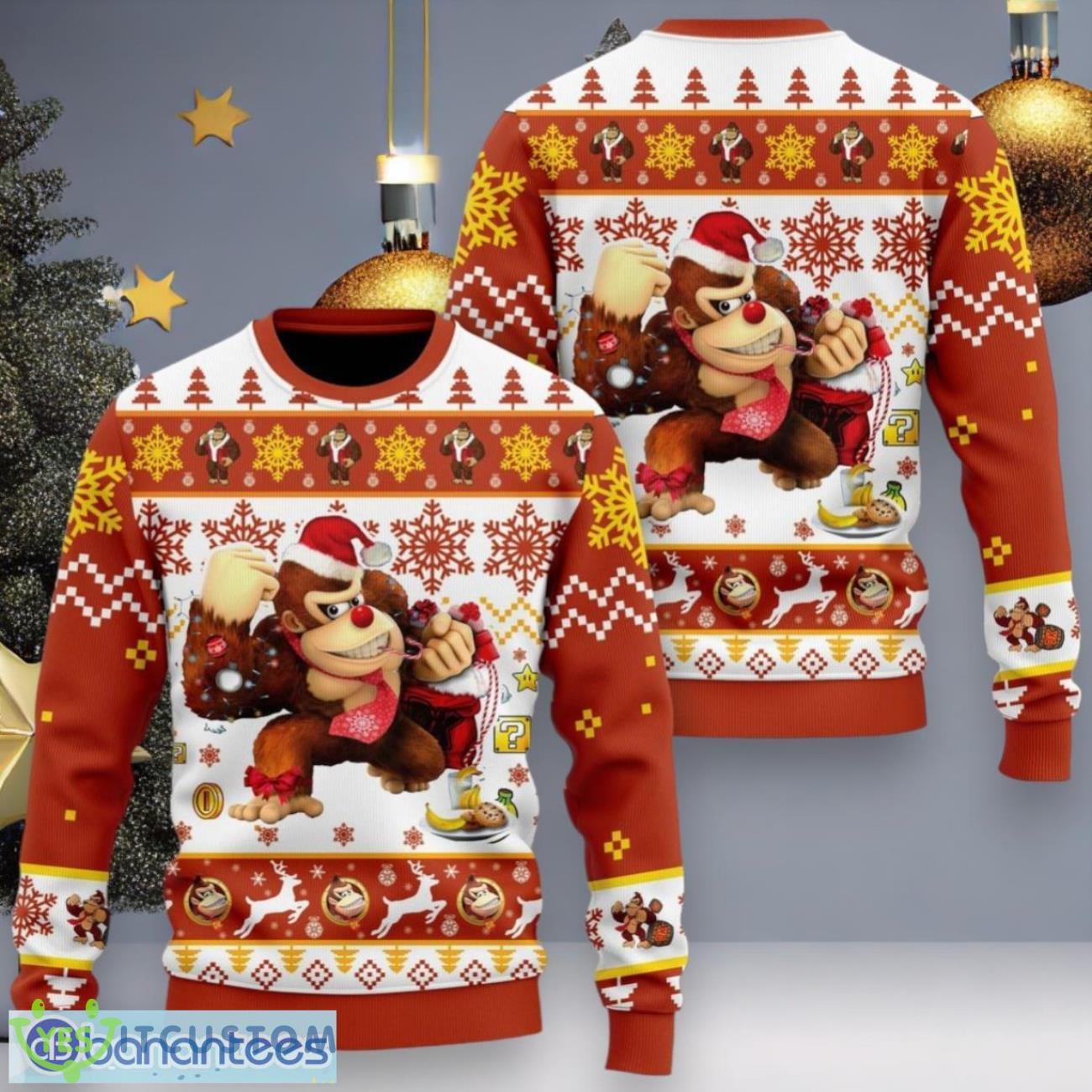 Donkey Kong 2023 Ugly Christmas Sweater 3 Donkey Kong 2023 Ugly Christmas Sweater Product Photo 1