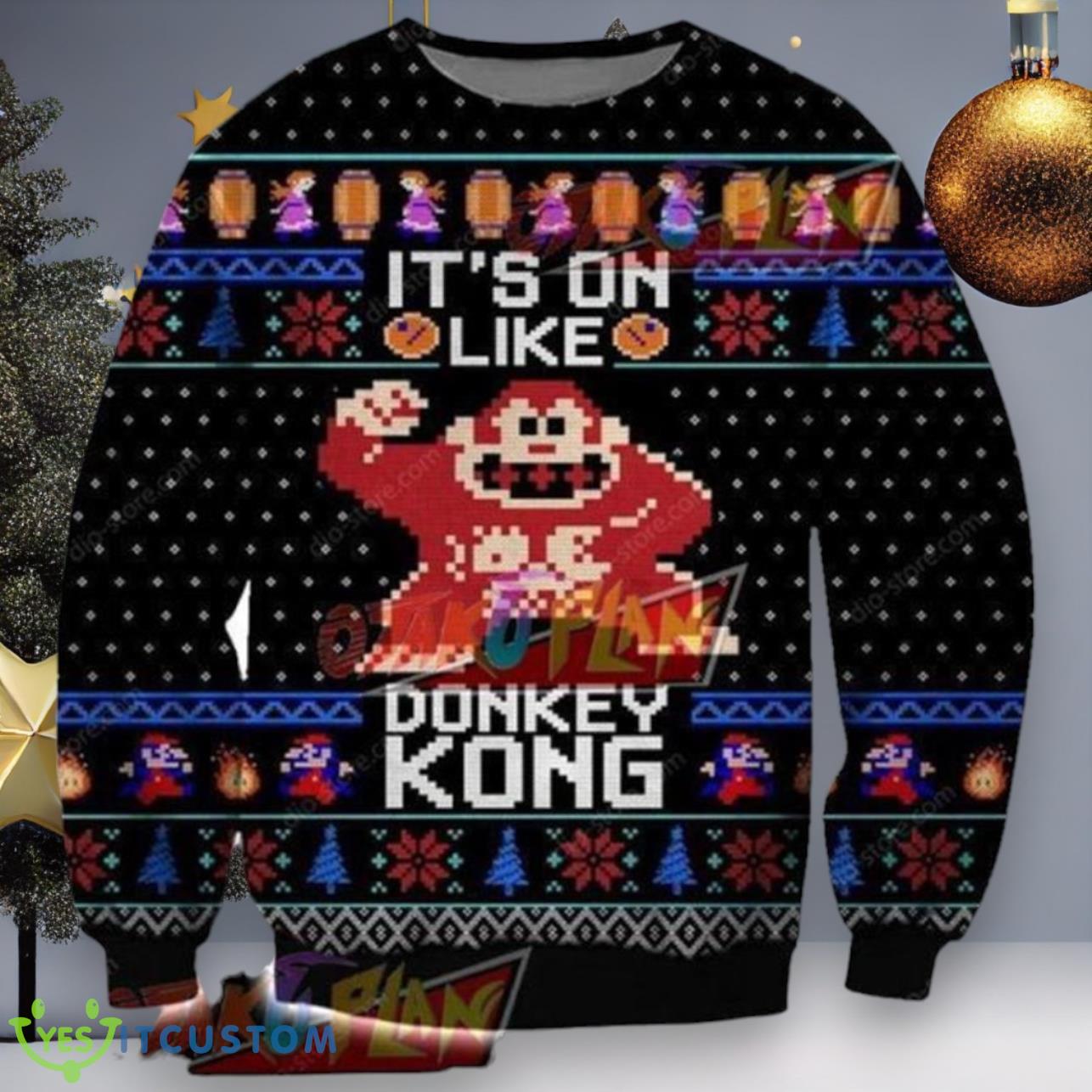 Donkey Kong Knitting Pattern Christmas Ugly Sweater 3 Donkey Kong Knitting Pattern Christmas Ugly Sweater Product Photo 1