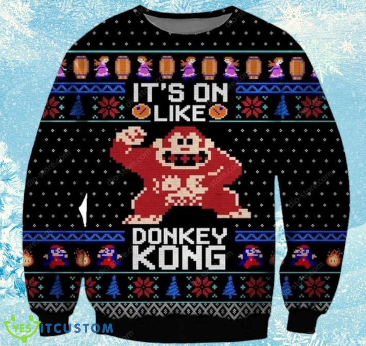Donkey Kong Ugly Christmas Sweaters Unique Gift 3 Donkey Kong Ugly Christmas Sweaters Unique Gift Product Photo 1