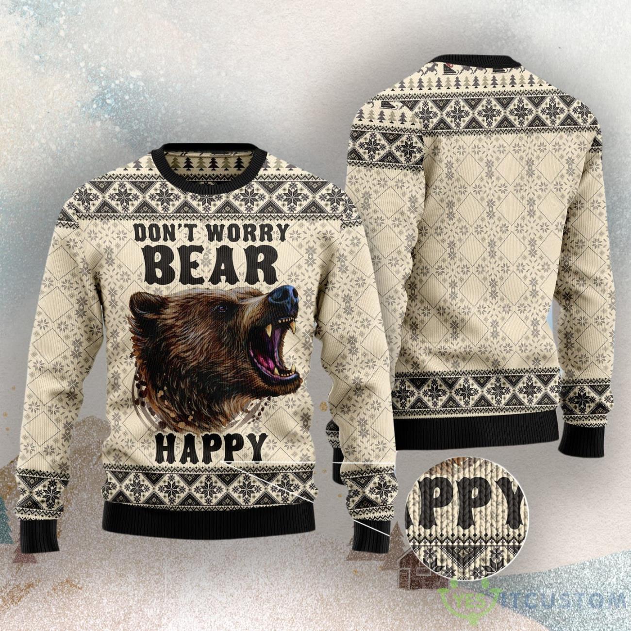 Don'T Worry Bear Happy Ugly Christmas Sweater 3 Don'T Worry Bear Happy Ugly Christmas Sweater Product Photo 3