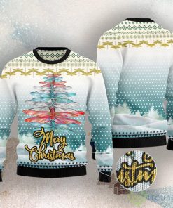 Dragonfly Color Christmas Tree Ugly Christmas Sweater Product Photo 3