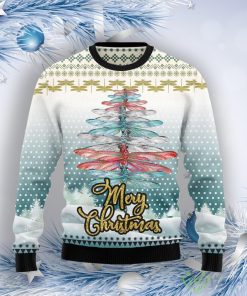 Dragonfly Color Christmas Tree Ugly Christmas Sweater Product Photo 1