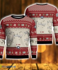 E-4B E4B Aircraft Red Ugly Christmas Sweater Christmas Gift Veteran USA Air Force 3D Sweater Product Photo 1
