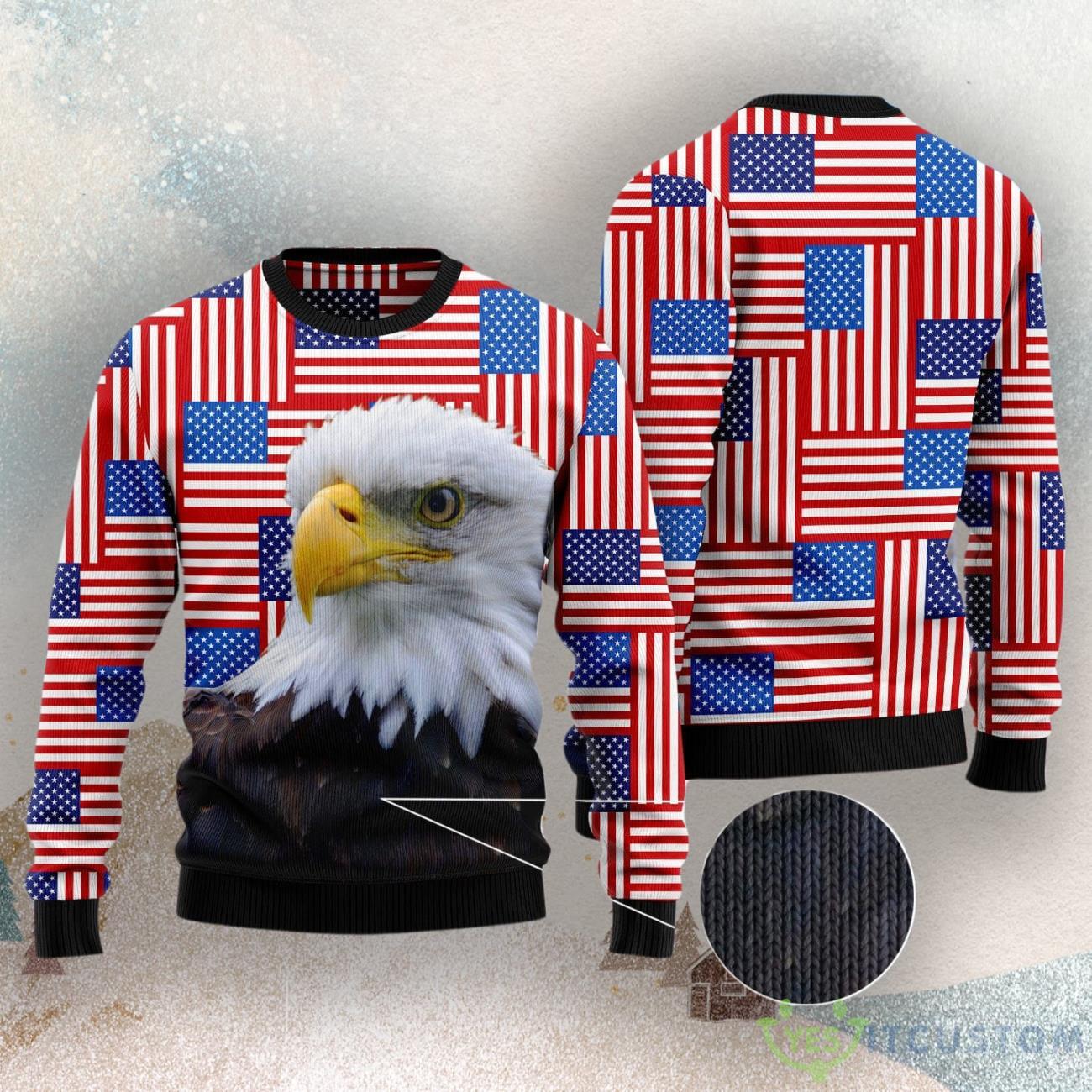 Eagle Usa Flag Ugly Christmas Sweater 3 Eagle Usa Flag Ugly Christmas Sweater Product Photo 3