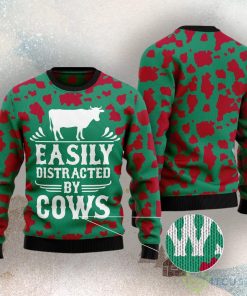 Easily Distracted By Cows Ugly Christmas Sweater Product Photo 3