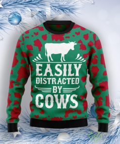Easily Distracted By Cows Ugly Christmas Sweater Product Photo 1