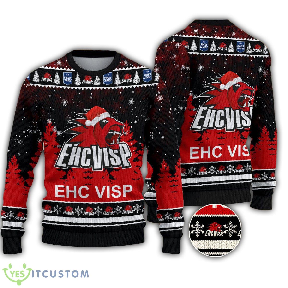 EHC Visp Logo Santa Hat Forest Snow Ugly Christmas Sweater Gift 3 EHC Visp Logo Santa Hat Forest Snow Ugly Christmas Sweater Gift - EHC Visp Logo Santa Hat Forest Snow Ugly Christmas Sweater Gift
