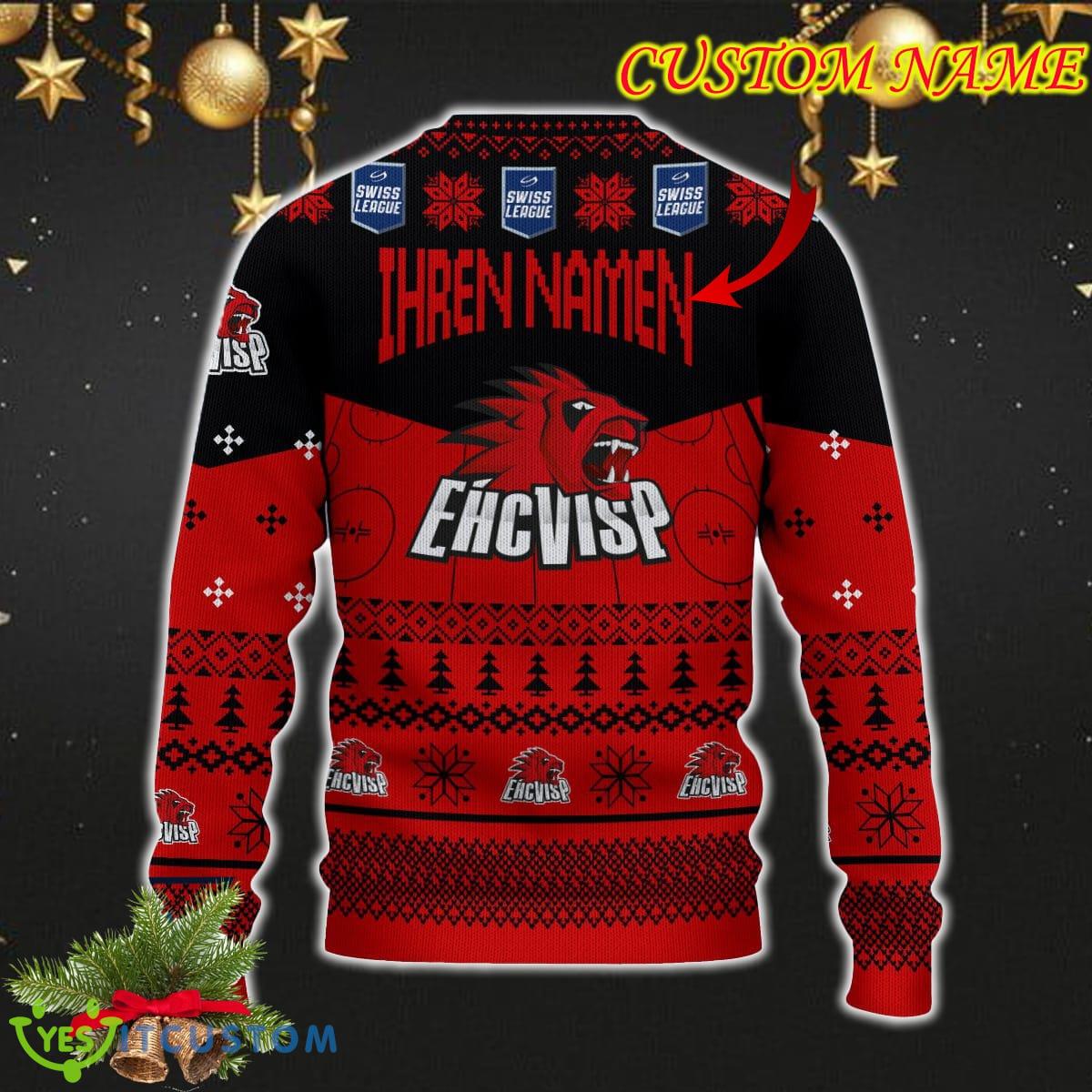 EHC Visp Snowflakes Tree Custom Name Ugly Christmas Sweater New For Fans Gift Holidays Christmas 6 EHC Visp Snowflakes Tree Custom Name Ugly Christmas Sweater New For Fans Gift Holidays Christmas - EHC Visp 3D Sweater Christmas Photo 3