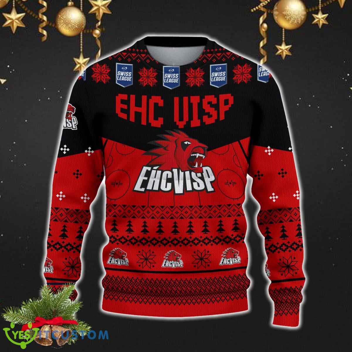 EHC Visp Snowflakes Tree Custom Name Ugly Christmas Sweater New For Fans Gift Holidays Christmas 5 EHC Visp Snowflakes Tree Custom Name Ugly Christmas Sweater New For Fans Gift Holidays Christmas - EHC Visp 3D Sweater Christmas Photo 2