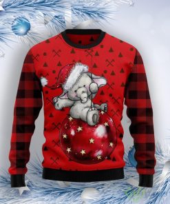 Elephant Cute Red Pattern Ugly Christmas Sweater Product Photo 1