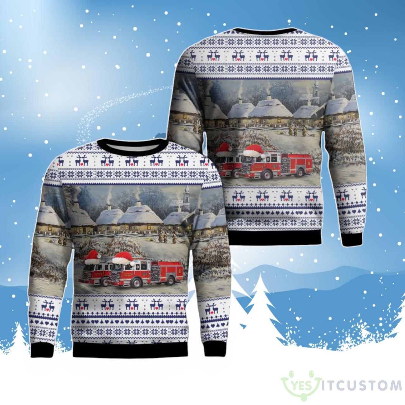 Elizabeth Fire Department AOP Ugly Sweater 3 Elizabeth Fire Department AOP Ugly Sweater Product Photo 1