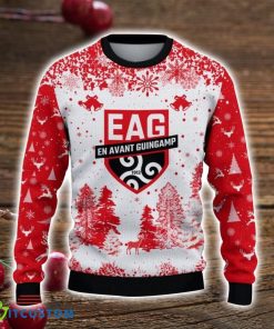 En Avant Guingamp 3D Sweater Pine Trees Pattern Ugly Christmas Sweater For Big Fans Product Photo 2