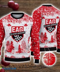 En Avant Guingamp 3D Sweater Pine Trees Pattern Ugly Christmas Sweater For Big Fans Product Photo 1