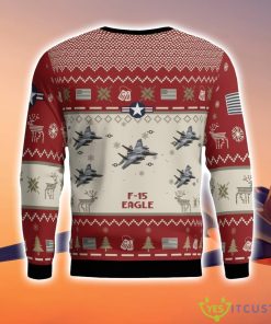 F-15 Eagle F15 Aircraft AOP Red Ugly Christmas Sweater Christmas Gift Veteran 3D Sweater Product Photo 3