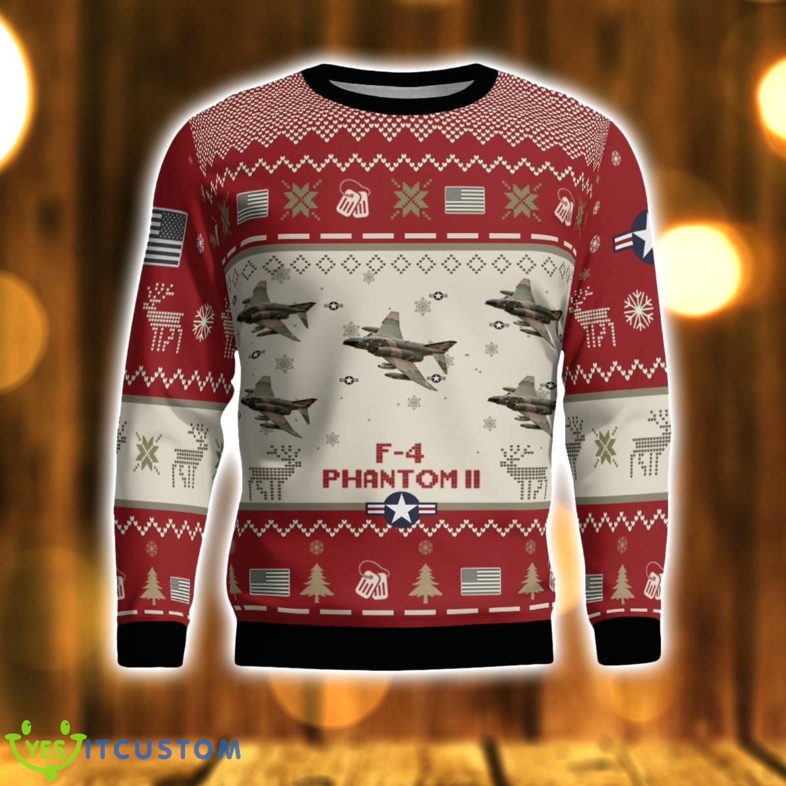 F-4 Phantom II F4 Aircraft Red Ugly Christmas Sweater Christmas Gift Veteran USA Air Force 3D Sweater 8 F-4 Phantom II F4 Aircraft Red Ugly Christmas Sweater Christmas Gift Veteran USA Air Force 3D Sweater Product Photo 2