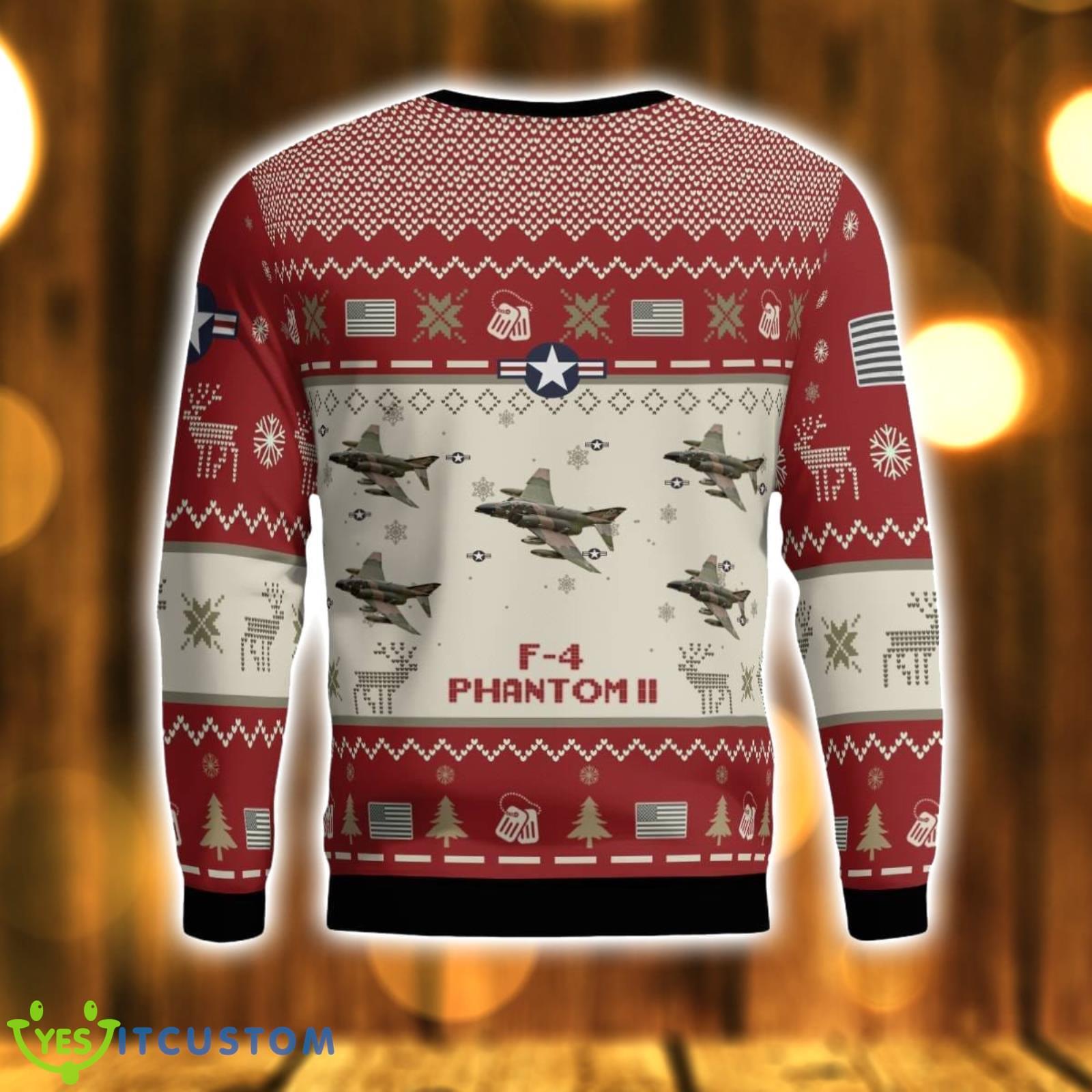 F-4 Phantom II F4 Aircraft Red Ugly Christmas Sweater Christmas Gift Veteran USA Air Force 3D Sweater 3 F-4 Phantom II F4 Aircraft Red Ugly Christmas Sweater Christmas Gift Veteran USA Air Force 3D Sweater Product Photo 3