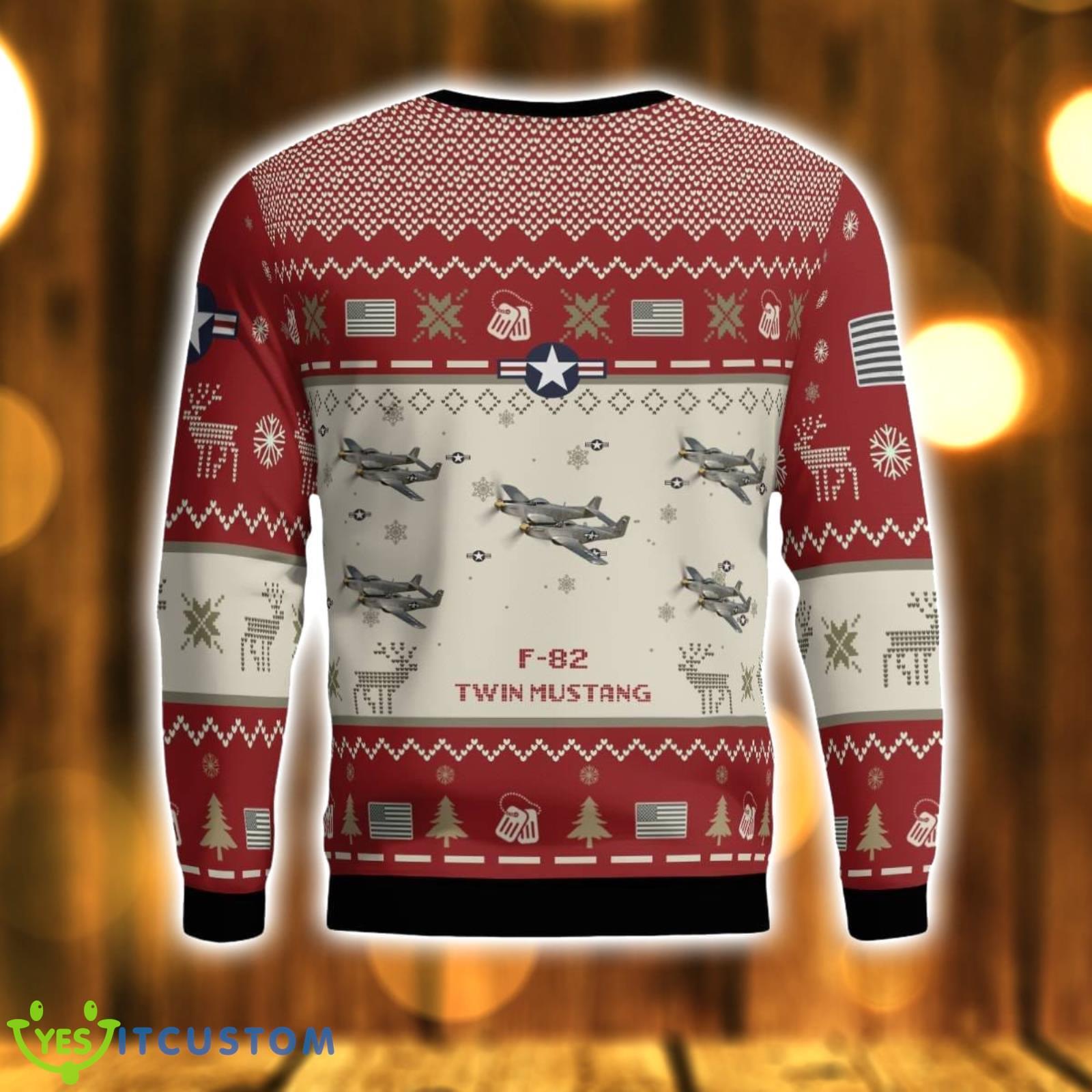 F-82 Twin Mustang F82 Aircraft Red Ugly Christmas Sweater Christmas Gift Veteran USA Air Force 3D Sweater 3 F-82 Twin Mustang F82 Aircraft Red Ugly Christmas Sweater Christmas Gift Veteran USA Air Force 3D Sweater Product Photo 3