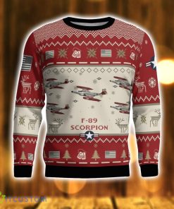 F-89 Scorpion F89 Aircraft Red Ugly Christmas Sweater Christmas Gift Veteran USA Air Force 3D Sweater Product Photo 2