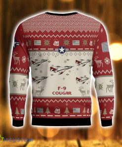F-9 Cougar F9 Aircraft Red Ugly Christmas Sweater Christmas Gift Veteran USA Air Force 3D Sweater Product Photo 3