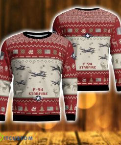 F-94 Starfire F94 Aircraft Red Ugly Christmas Sweater Christmas Gift Veteran USA Air Force 3D Sweater Product Photo 1