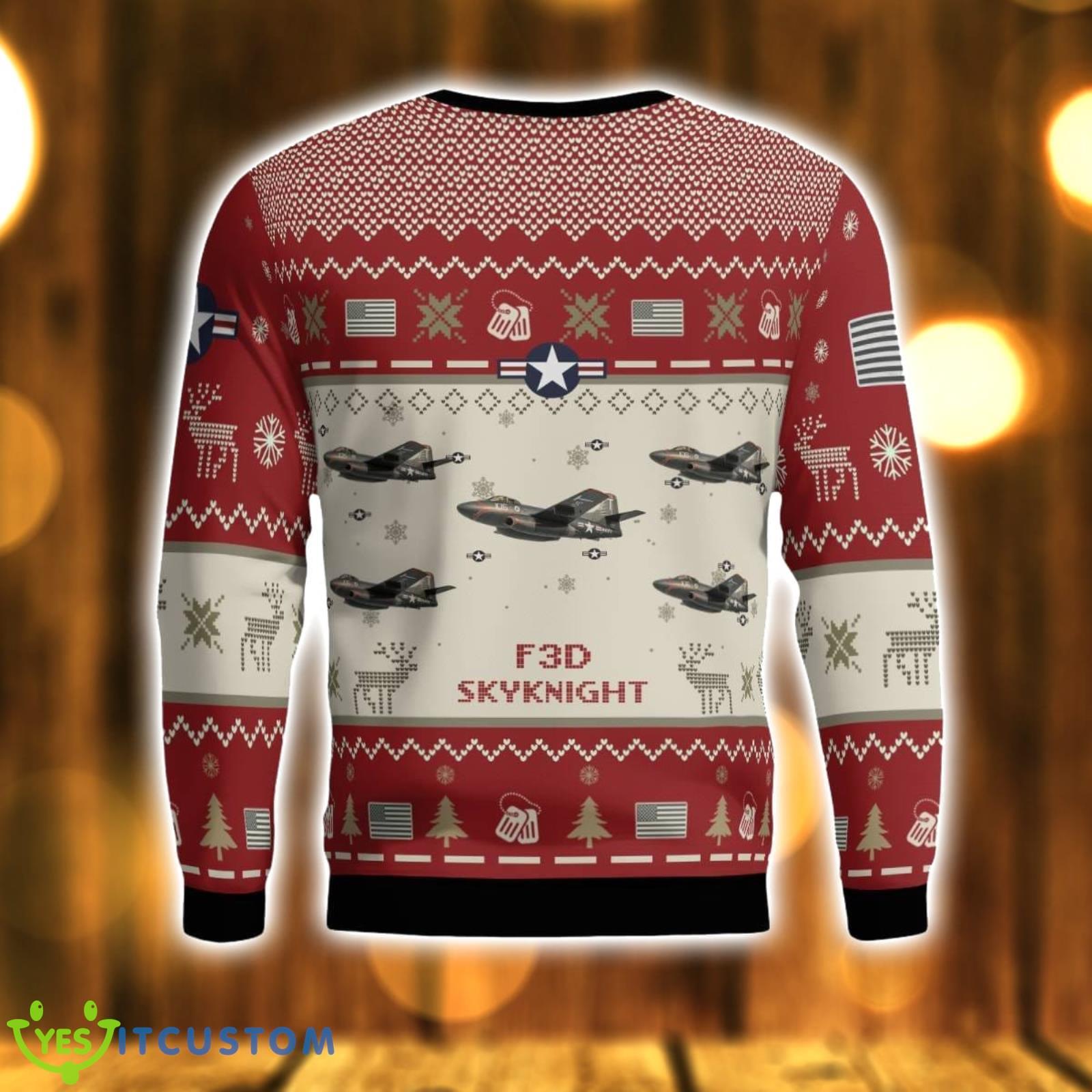 F3D Skyknight Aircraft Red Ugly Christmas Sweater Christmas Gift Veteran USA Air Force 3D Sweater 3 F3D Skyknight Aircraft Red Ugly Christmas Sweater Christmas Gift Veteran USA Air Force 3D Sweater Product Photo 3