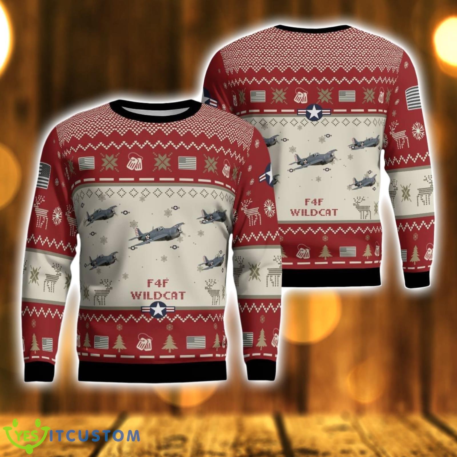 F4F Wildcat Aircraft Red Ugly Christmas Sweater Christmas Gift Veteran USA Air Force 3D Sweater 7 F4F Wildcat Aircraft Red Ugly Christmas Sweater Christmas Gift Veteran USA Air Force 3D Sweater Product Photo 1