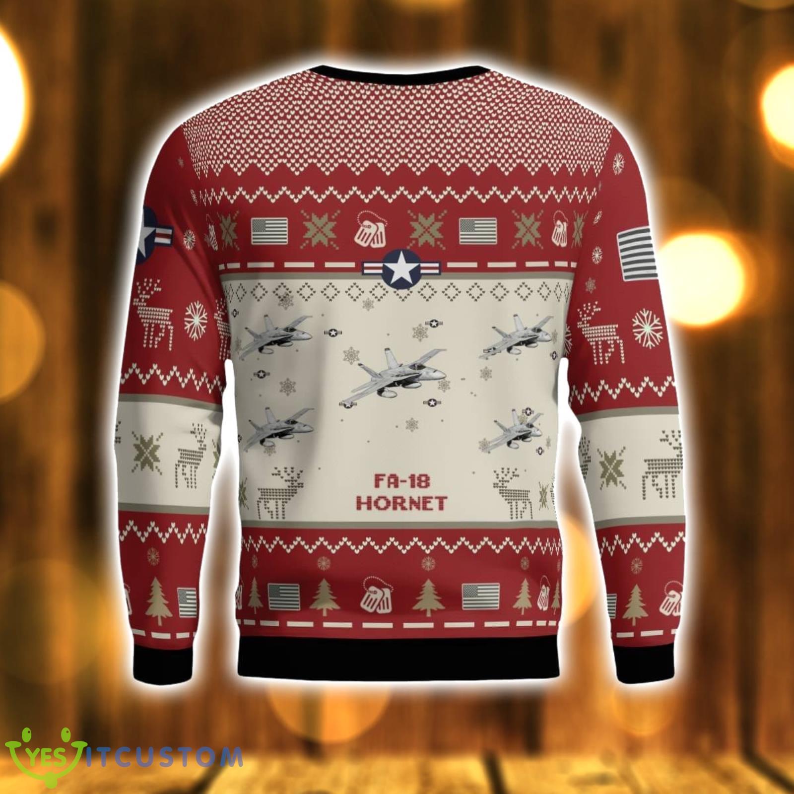 FA-18 Hornet FA18 Aircraft Red Ugly Christmas Sweater Christmas Gift Veteran USA Air Force 3D Sweater 3 FA-18 Hornet FA18 Aircraft Red Ugly Christmas Sweater Christmas Gift Veteran USA Air Force 3D Sweater Product Photo 3