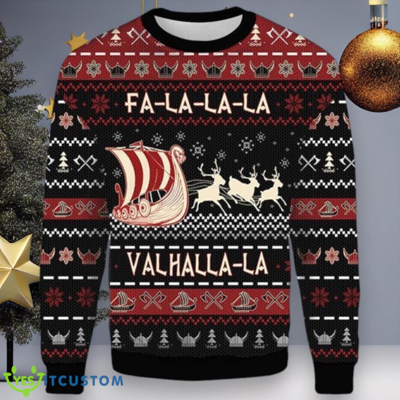 Falalala Valhalla Viking Ugly Sweater For Everyone 3 Falalala Valhalla Viking Ugly Sweater For Everyone Product Photo 1