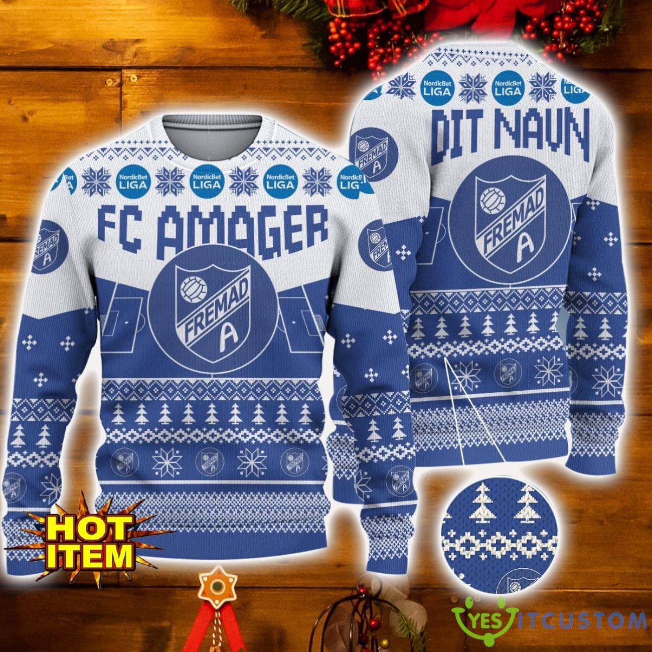 FC Amager 3D Ugly Christmas Sweater Custom Name Christmas Holiday Gift For Men And Women 3 FC Amager 3D Ugly Christmas Sweater Custom Name Christmas Holiday Gift For Men And Women Product Photo 1