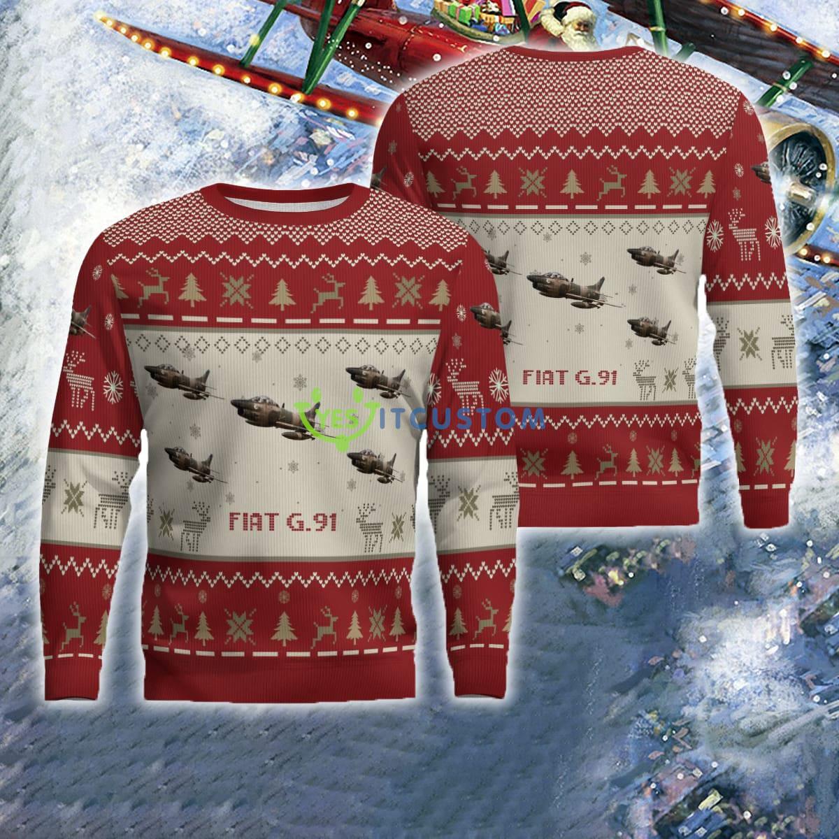 Fiat G.91 Aircraft Red Ugly Christmas Sweater For Veteran 5 Fiat G.91 Aircraft Red Ugly Christmas Sweater For Veteran - Fiat G.91 Aircraft Ugly Christmas Sweater For Men And Women Red Photo 1