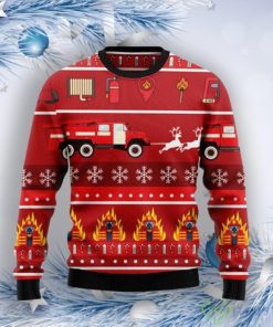 Firefighter Christmas Ugly Christmas Sweater Product Photo 1