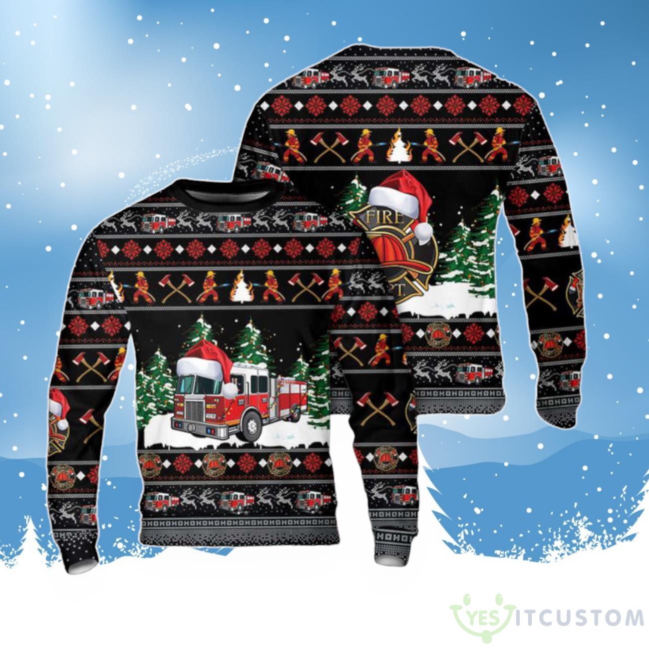 Firefighter Fire Truck Christmas Sweater 3D Gift For Christmas 3 Firefighter Fire Truck Christmas Sweater 3D Gift For Christmas Product Photo 1