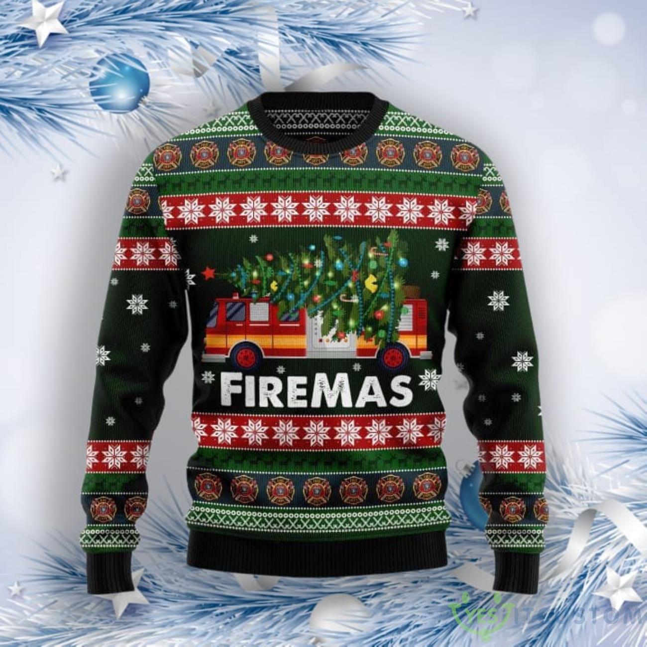 Firefighter Firemas Ugly Christmas Sweater 5 Firefighter Firemas Ugly Christmas Sweater Product Photo 1