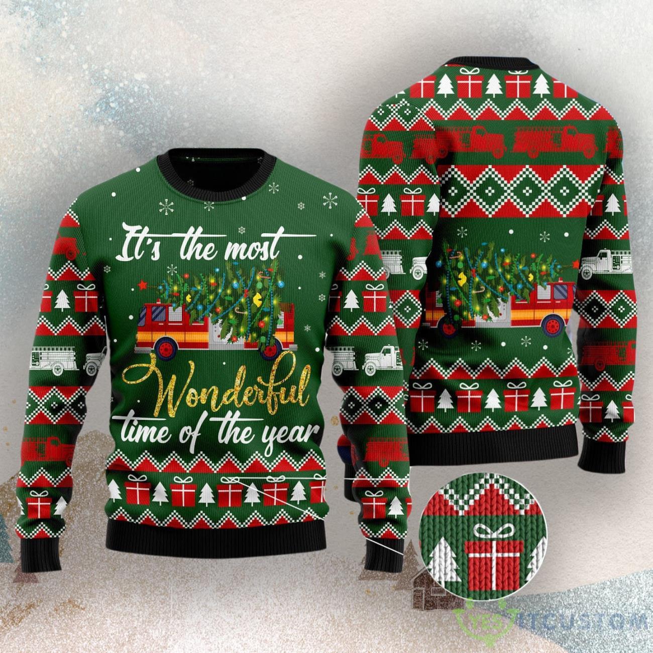 Firefighter Wonderful Time Ugly Christmas Sweater 3 Firefighter Wonderful Time Ugly Christmas Sweater Product Photo 3