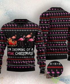 Flamingo I'M Dreaming Of A Pink Christmas Ugly Christmas Sweater Product Photo 3