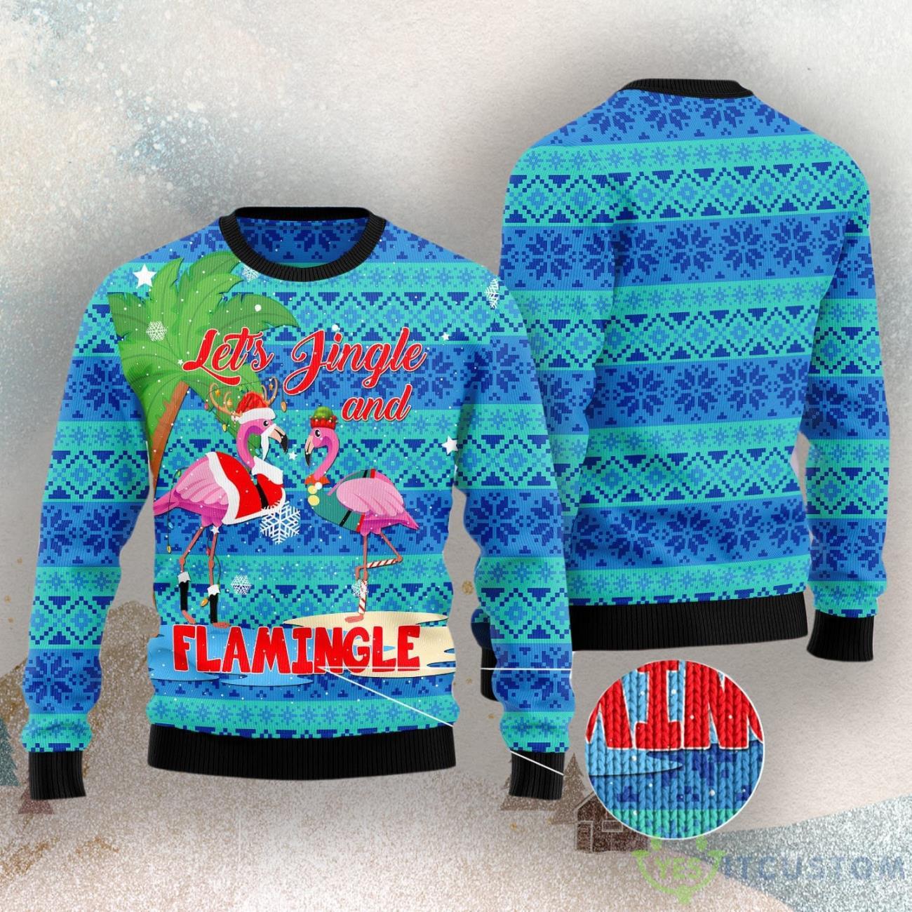 Flamingo Let‘S Jingle Ugly Christmas Sweater 3 Flamingo Let‘S Jingle Ugly Christmas Sweater Product Photo 3